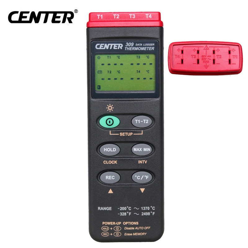 CENTER-309 Portable Digital Thermometer K Type Four Channels Data logger PC Interface