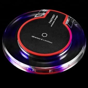 Cheap 2018 qi fast wireless charger for smart mobile phone Crystal LED wireless car charger