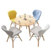 cheap Colorful PP leather table and chairs set with wooden legs