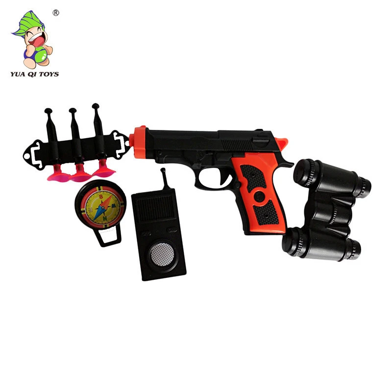 Cheap price mini police play set plastic kids toy gun with dart