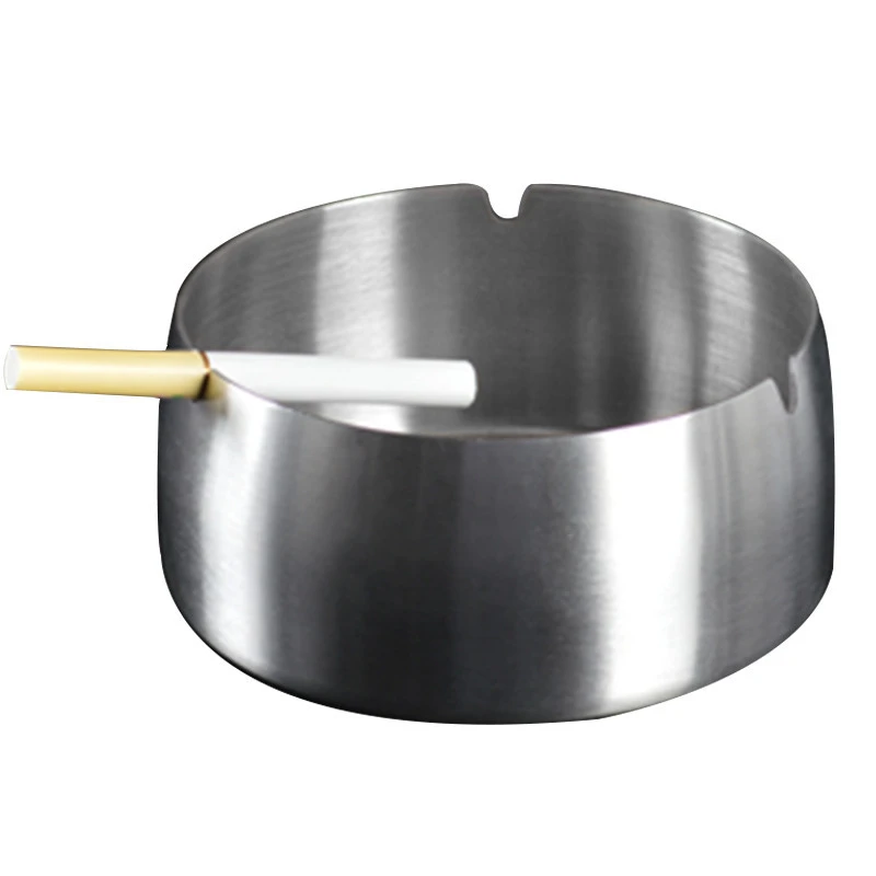 Cheap Pure Stainless Steel Material  Feature Weight Windproof Table Top Ashtray  For Bar And Restaurant