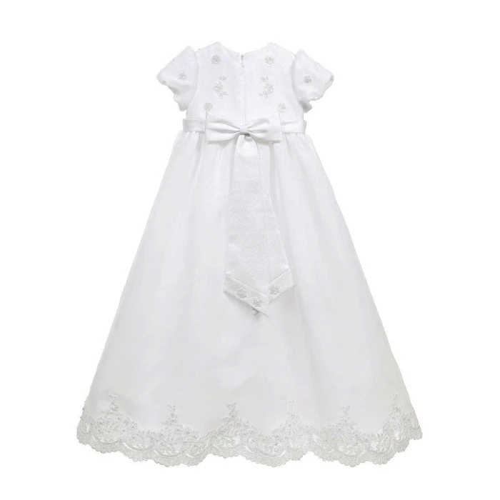 children embroidered and beaded girl dress latest design plain chiffon party wedding short sleeve formal style