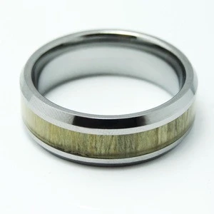 China Manufacturer Top Quality Koa Wood Inlay Tungsten Carbide Ring For Titanium