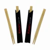 Chinese Disposable Engraved Custom Logo Personalized Korean Sushi Paper Sleeves Cover Wooden Bamboo Chopstick