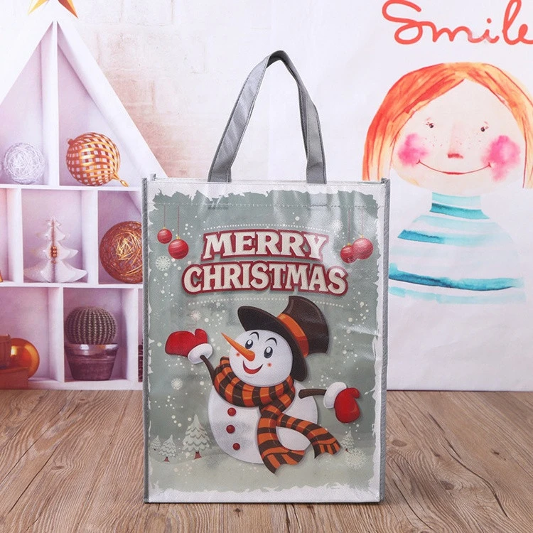 Christmas Eco Recycled With Logo Recycling Printing Tote Biodegradable Custom Shopping Manufacturer Laminated Non Woven Bag