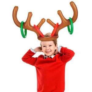Christmas Gift Inflatable Reindeer Antler Toys Party Games with Ring Toss for Kids