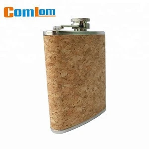 CL1C-HL-7 Comlom Stainless Steel Wooden Wrapped Whisky Hip Flask