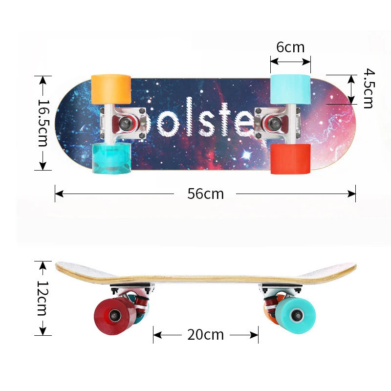 Classical Double Rocker Skateboard Customized Size Mini Skate Boards for Adults Off Street Skateboards with 60 Mm Wheels