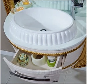 Classical golden big mirror styles resin basin bathroom products