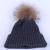 Import Classical Style Raccoon Fur Pom Pom Wool Blended Rib knitting Winter Beanie Hat from China