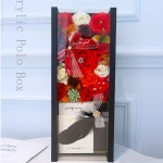 Clear Acrylic Flower Box For Wedding Decorative Preserved Rose Flower Display Storage Box artificial  dried flower