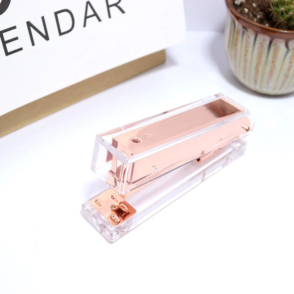 Clear acrylic stapler rose gold wholesale transparent stapler acrylic rose gold stapler