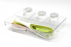 Compartment Plastic Lined Tray Drawer Organiser Storage 4 Divide Organizer Tray