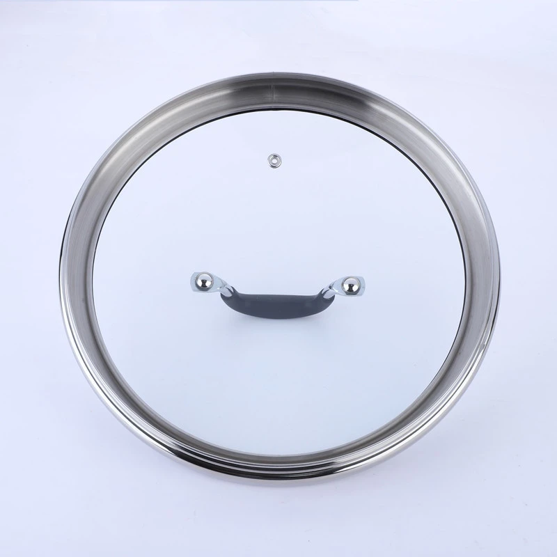 Composite type cookware handle stainless steel rim glass lids