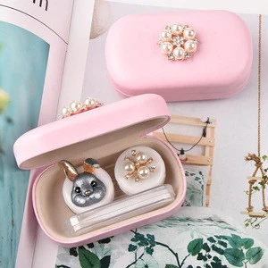 Contact lenses case box glass cosmetic display lens case colored collection high quality
