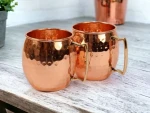 Copper Beer Mug Set Beer Mugs Antique Drinkware for Hotels and Restaurant Premium Metal Finish Barware 10.14 Oz Set Of 2