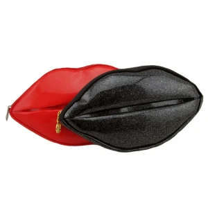 Cosmetic Bag Toiletry Women Makeup Case Lip Shaped Red Zipper Vinyl Personality Makeup Travel Bag Lip Cosmetic Bag