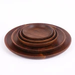 Creative Hot Sell Handmade Round 25cm Black Walnut Wood  Dessert Dish