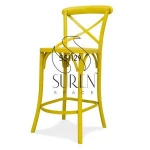 Cross Back Metal Frame Solid Outdoor Brewery Brew Pub Chair Industrial Style Mini Bar Chair for Home Commercial & Hospitality