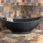 Cultured black marble stone round tub for sale