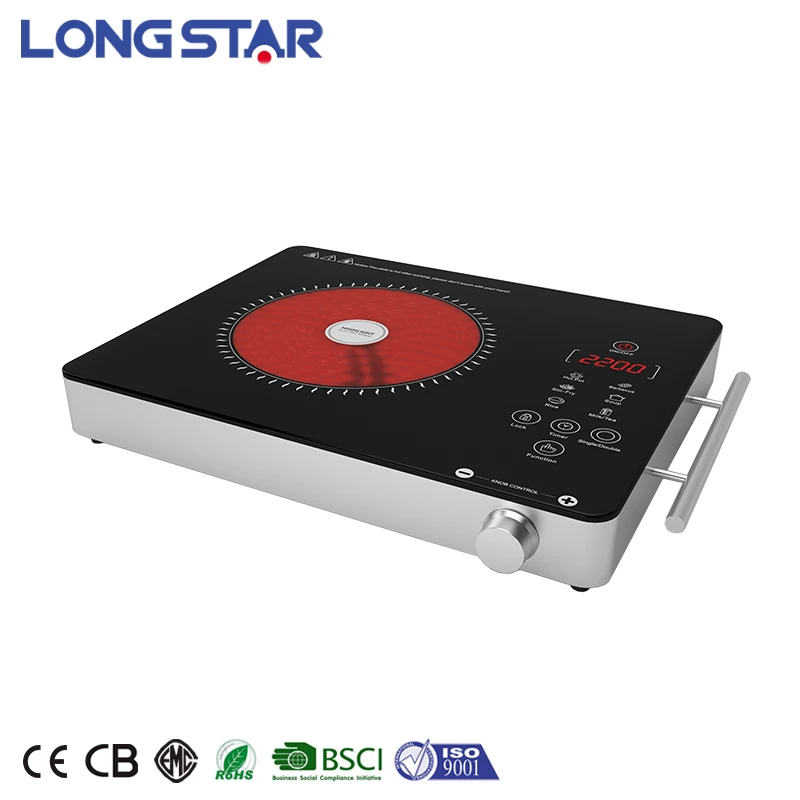 Custom Aluminium Housing 220V Portable Hotpot Single Ceramic Glass Electric Infrared Cooktop Induction Cooker