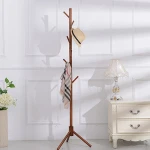 Custom bedroom supermarket portable clothes hanger wooden tree stand coat rack