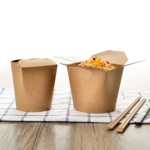 Custom Eco Friendly disposable kraft paper Lunch Box pasta rice food takeaway packing boxes