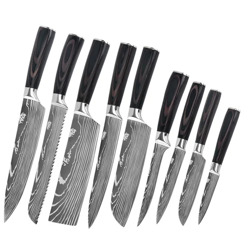 Custom German 1.4116 Stainless Steel 10PCS Knife Set Chef Knife Kitchen Knife Set Cooking Tools Kitchen Gifts