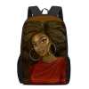 Custom Pattern Black Girl Afro Cartoon Kids Backpack Girls Waterproof School Bags Teenagers Girls Student Travel Book Bag