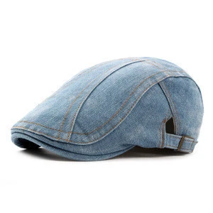 Custom peaked caps, denim material berets for business men