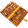 Custom portable brown Crazy horse leather  knitting needle tool bag needle case organizer