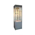 Customized free standing glass tower showcase display cabinet, glass cabinets display showcase