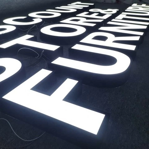 Customized Storefront 3D Advertising front light stainless steel light channel led Acrylic letter sign