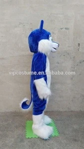 Deluxe Long Fur Blue Husky Mascot Costume Dog Wolf Mascot costume