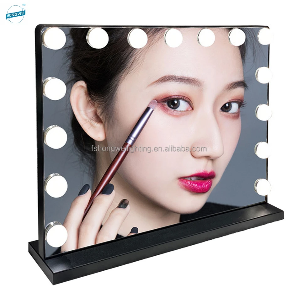 Desktop 15 LED Bulbs HD Vanity Mirror Home Wedding Hollywood Led Makeup Mirror With Touch Switch Magnifying Dimming Functions
