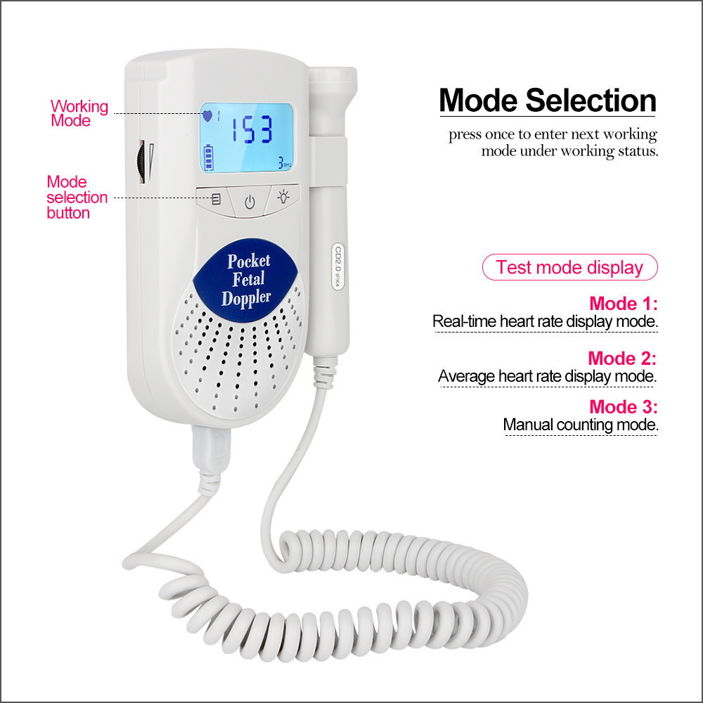Buy Digital Fetal Doppler Ultrasound Sound Baby Heartbeat Detector ...