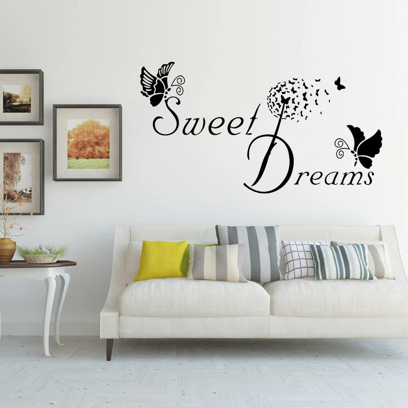 DIY home decals quotes mural arts printing pvc poster sweet dreams wall stickers bedroom decoration