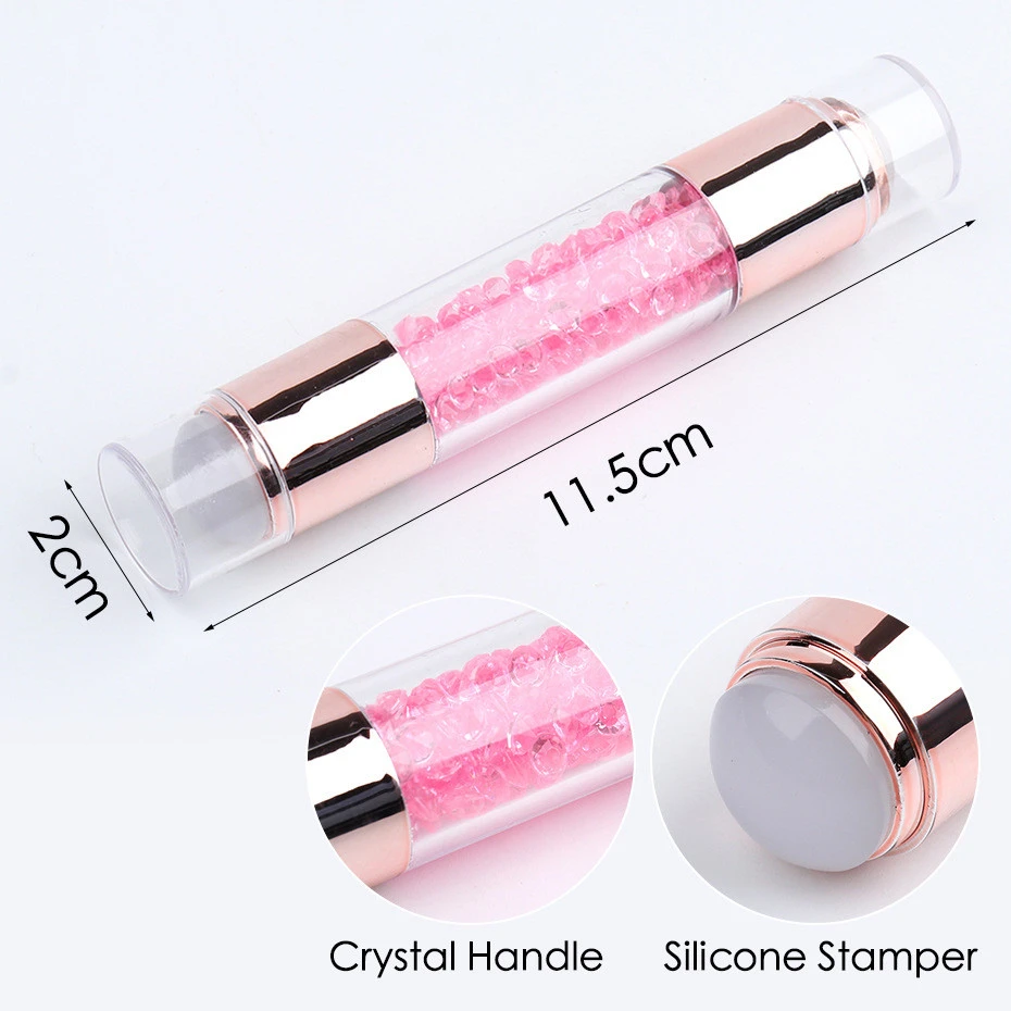 Double-ended Silicone Nail Art Stamping Stamper Plate with Scraper Image Plate Clear Jelly Soft Silicone Stampers Transfer Tools