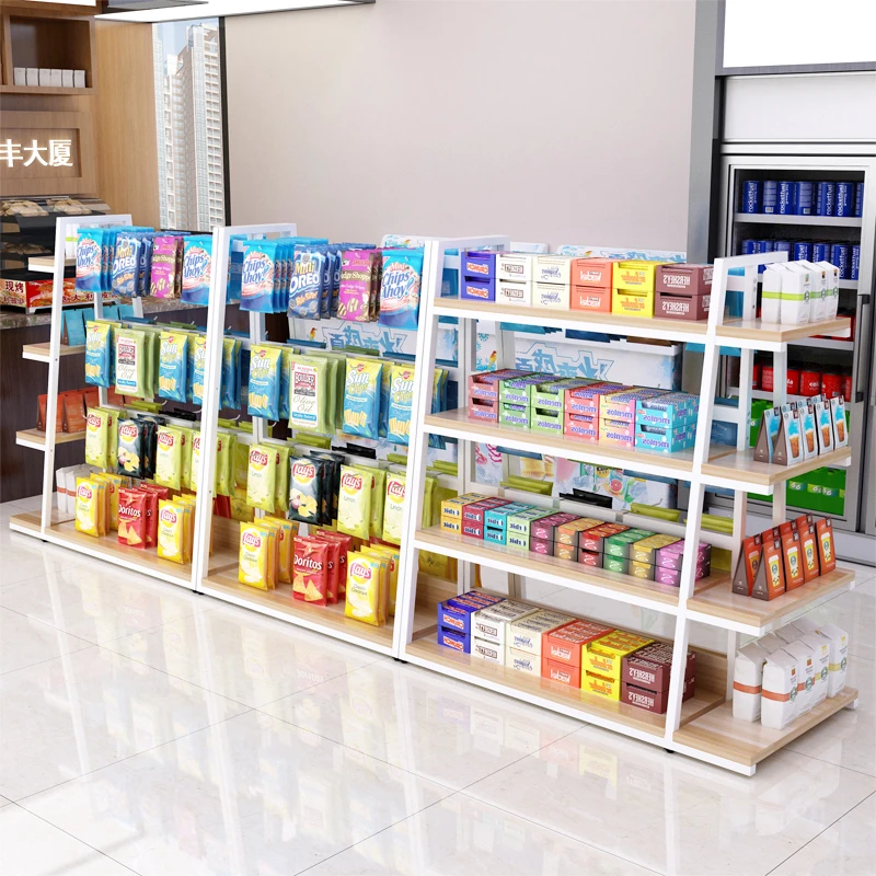 Double sided supermarket hook shelf display shelf multi-layer snack shelf cosmetics display cabinet