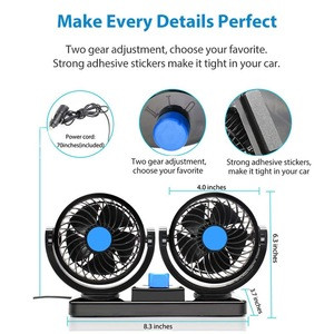 Buy Dual Head 360 Degree Rotating 12v Car Interior Cooling Fan Usb Air ...
