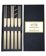 Eco Friendly Luxury Tableware Non-Slip Sushi Bamboo Round Printed Chopsticks Gift Set With Packaging Box