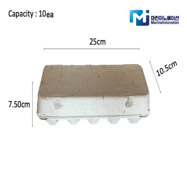 egg carton	eco-friendly	non-plastic	biodegradable	seaweed extract 	10 holes	compostable packaging	natural algae 	mold	made in ko