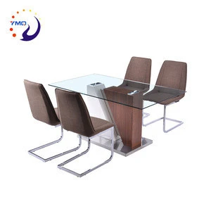 Elegant glass top dining set MDF dining table in hot sale