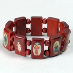 Epoxy Religious black Wood Saint Bracelet
