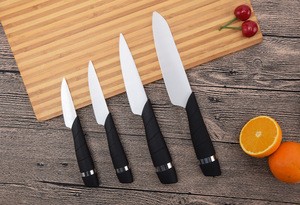Excellent 4 piece ceramic kitchen knife set white ceramic blades with Convex Edge V3 Grinding
