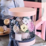 Exquisite Preserved Flower Delivery Box, Round Clear Plastic Flower Box