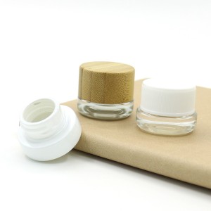 Factory Direct Sales 5/15/30/50/100g Bamboo Cover Cream Cream Bottle Glass Cream Bottle