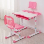 Factory price metal plastic children school desk and chair set