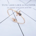 fashion cute ceramic mud full diamond bee stainless steel bracelet female bracelet tide female titanium steel accessories