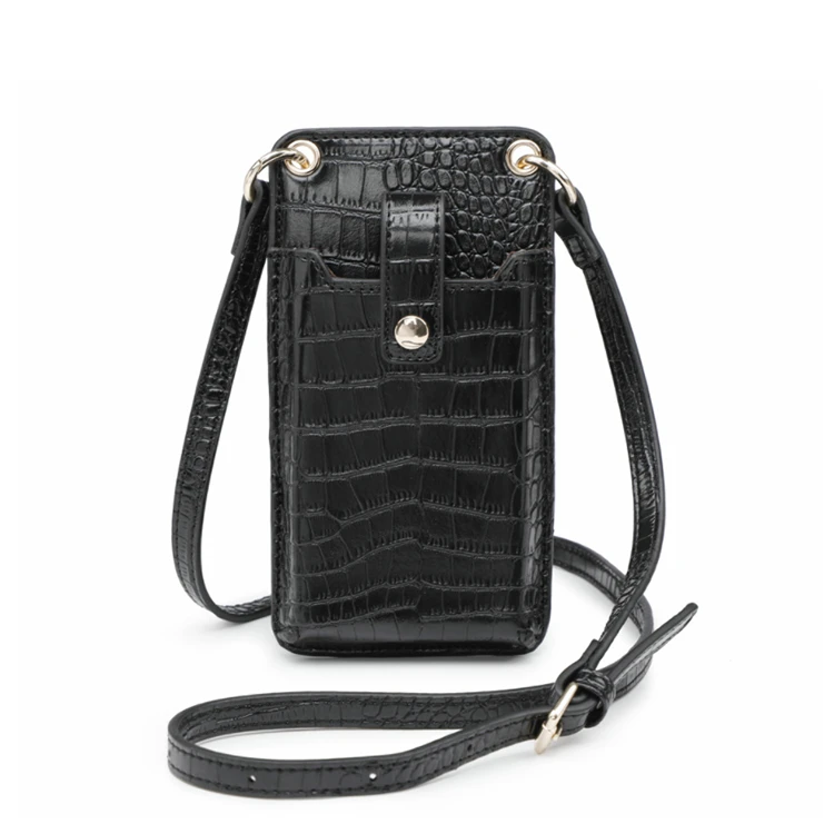 Fashion High Quality Crocodile Leather Crossbody Mobile Phone Protection Purse Bag Wallet Cell Phone Bag with Shoulder Strap